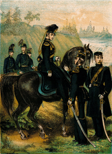 Uniformer för hästjägarkåren och fältjägarkåren vid mitten av 1860-talet.