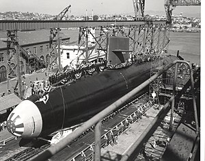 Le lancement de l'USS Theodore Roosevelt le 1959-10-03.