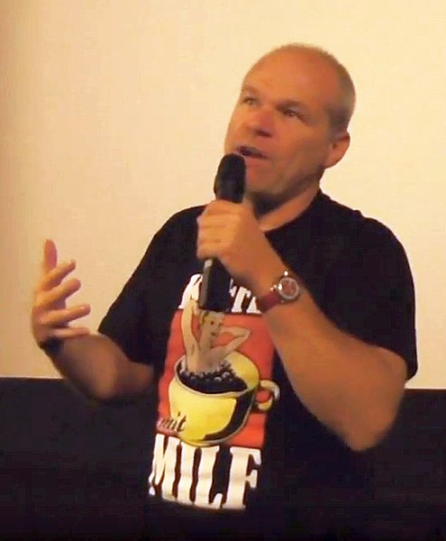 Boll at a 2016 presentation of his film Rampage: President Down