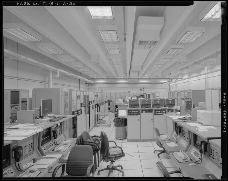 File:VIEW OF COMPUTER-DATA COLLECTION AREA, SOUTH OF FIRING ROOM NO. 3, FACING SOUTHEAST - Cape Canaveral Air Force Station, Launch Complex 39, Launch Control Center, LCC Road, East of HAER FL-8-11-A-30.tif