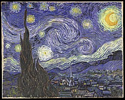 Vincent van Gogh. The Starry Night (1889, Vincent van Gogh in the Van Gogh Museum)