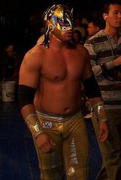 Foto de un luchador enmascarado entre el público.