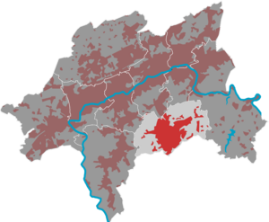 Umístění okresu Ronsdorf ve Wuppertalu