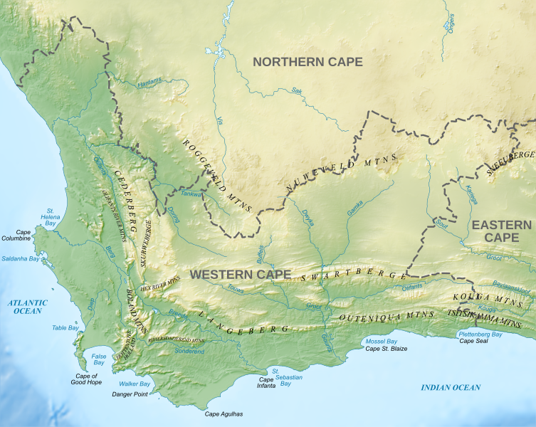 File:Western Cape topography labelled (with provincial labels).svg