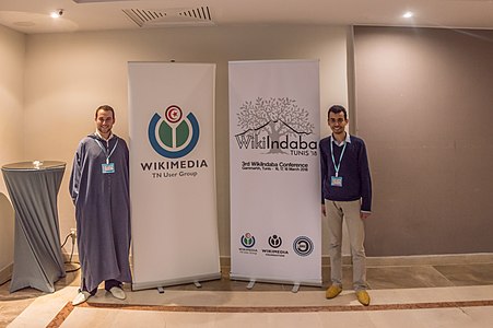 From left to right, Anass Sedrati and Reda Benkhadra, at the WikiIndaba 2018 Conference.