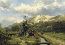 Windmühle in Dünenlandschaft, vor 1909