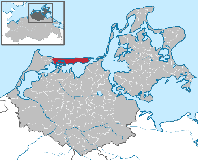 Elhelyezkedése Mecklenburg-Elő-Pomeránia térképén