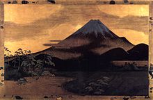 Maki-e Fuji Tagonoura, Shibata Zeshin, 1872 'Fuji Tagonoura', 'maki-e' picture by Shibata Zeshin, 1872.jpg