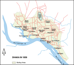 Map of Old Dhaka during British rule