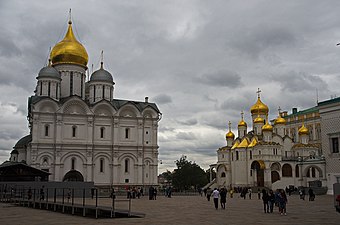 Domes of churches from the Moscow Kremlin, covered with gold leaf
