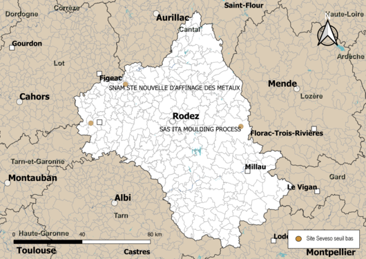 Carte des sites « Seveso seuil bas ».