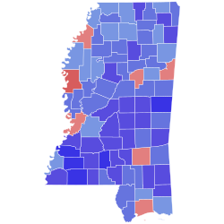 1963 Mississippi gubernatorial election results map by county.svg