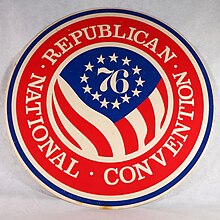 Oversized circular logo mounted on foam used for the 1976 Republican National Convention. 1976 RNC foam logo.jpg