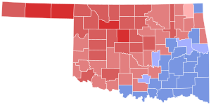 1992 United States Senate election in Oklahoma results map by county.svg