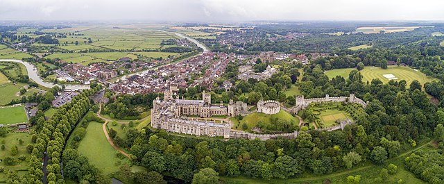 Aerial panorama of the castle and its surroundings