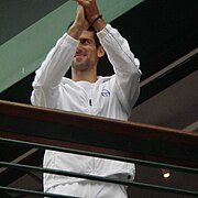 2011 Novak Djokovic after his first Wimbledon Championship win, London, UK Ank Kumar , Infosys Limited 03.jpg