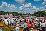 English: Protest rally against Lukashenko, 16 August. Minsk, Belarus Беларуская: Пратэстны мітынг супраць Лукашэнкі 16 жніўня 2020. Мінск, Беларусь Русский: Протестный митинг против Лукашенко 16 августа 2020 года. Минск, Беларусь