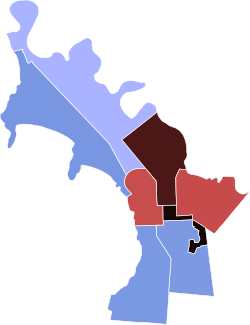 2021 Burlington, Vermont mayoral election by city council district.svg