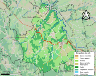 Barevná mapa znázorňující využití půdy.