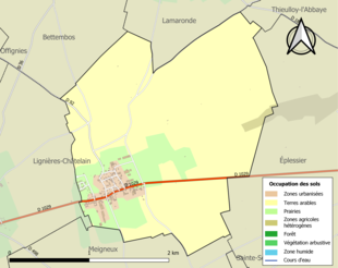 Kolorowa mapa przedstawiająca użytkowanie gruntów.