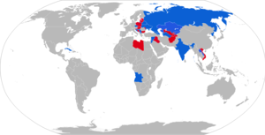 Map of 9K35 operators in blue with former operators in red