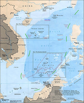 <span class="mw-page-title-main">Nine-dash line</span> Map delineating Chinese territorial claims to South China Sea waters