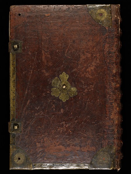 File:Aarau, Aargauer Kantonsbibliothek, MsWettFm 3, Back cover – Graduale oesa, Proprium de sanctis.JPG