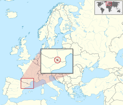 Европын газрын зурагт Андоррыг улаанаар