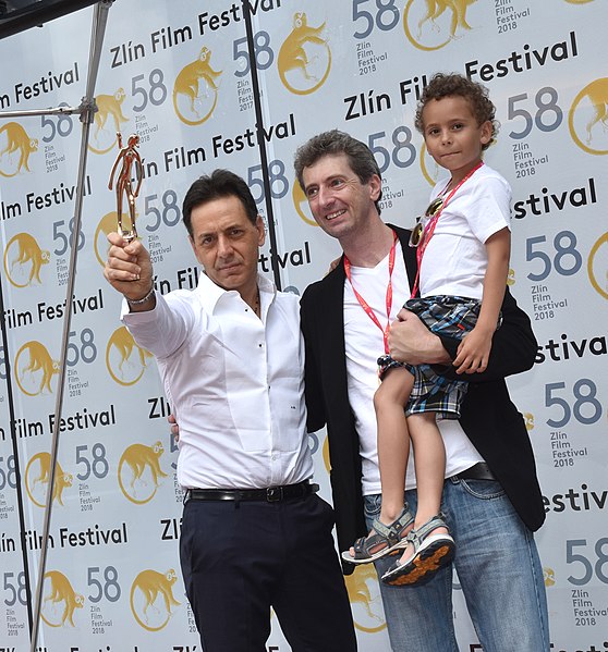 File:Andrea Morricone, Lubomir Haltmar, Nicolas Haltmar on the red carpet Film Festival Zlin 2018 Award Premiere of 72 Hours in Bangkok.jpg