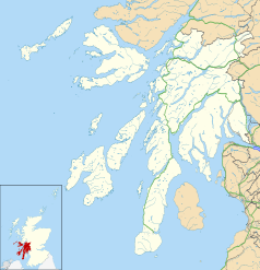 Mapa konturowa Argyll and Bute, blisko prawej krawiędzi znajduje się punkt z opisem „Helensburgh”