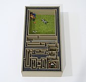 Daniel Dorall, Asylum, 2005, cardboard, sand, hydrocryl, plastic, 20 x 10 x 4 cm Asylum 2005.jpg