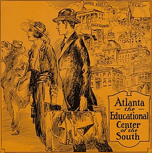 Cartoon from 1922 showing several colleges and universities in the metropolitan area Atlanta the Educational Center of the South.jpg