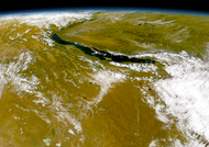 نمای دریاچه بایکال از فضا عکس گرفته شده توسط ماهواره OrbView-2.