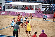 Deutsch: Beachhandball bei den Olympischen Jugendspielen 2018; Tag 5, 10. November 2018; Jungen, Hauptrunde - Thailand-Argentinien 2:1 English: Beach handball at the 2018 Summer Youth Olympics at 11 October 2018 – Boys Main Round – Thailand-Argentina 2:1