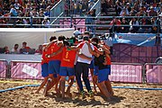 Deutsch: Beachhandball bei den Olympischen Jugendspielen 2018 in Buenos Aires; Tag 7, 13. Oktober 2018; Jungen, Halbfinale – Spanien-Kroatien 2:1 English: Beach handball at the 2018 Summer Youth Olympics in Buenos Aires at 13 October 2018 – Boys Semifinal – Spain-Croatia 2:1 Español: Handball de playa en los Juegos Olimpicos de la Juventud Buenos Aires 2018 en 13 de octubre de 2018 – Semifinales de chicos - España-Croacia 2:1