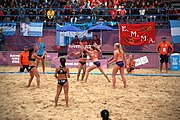 Deutsch: Beachhandball bei den Olympischen Jugendspielen 2018; Tag 5, 10. November 2018; Mädchen, Hauptrunde - Chinese Taipei (Taiwan)-Niederlande 1:2 English: Beach handball at the 2018 Summer Youth Olympics at 11 October 2018 – Girls Main Round – Chinese Taipei (Taiwan)-Netherlands 1:2