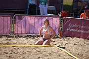 Deutsch: Beachhandball bei den Olympischen Jugendspielen 2018; Tag 3, 10. Oktober 2018; Mädchen, Vorrunde, Gruppe B - Niederlande-Argentinien 2:0 English: Beach handball at the 2018 Summer Youth Olympics at 10 October 2018 – Girls Preliminary Round Group B‎ – Netherlands-Argentina 2:0