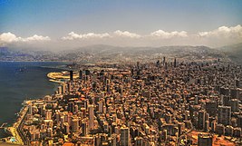 View of the Beirut Peninsula, 2015 Beirut close to plane descent.jpg