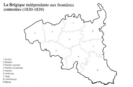 Les limites du territoire belge avant le traité des XXIV articles.
