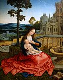 Bernard van Orley - Madonna e Bambino vicino a una fontana.jpg