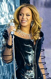 Beyonce earned her fifth number-one album in April 2024 with Cowboy Carter, which also became the first country album to top the UK charts by a black artist. Beyonce - Tottenham Hotspur Stadium - 1st June 2023 (5 of 118) (52945900006) (cropped).jpg