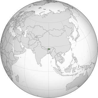 Location of Bhutan Bhutan (orthographic projection).svg