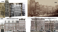 A visual reconstruction of the pre-war Blauwburgwal based on archive photos. Blauwburgwal voor 1940.png