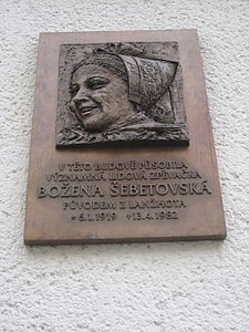 Božena Šbetovská (pamětní deska)