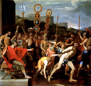 <i>Camillus Handing the Falerian Schoolmaster over to his Pupils</i> Painting by Nicolas Poussin