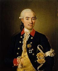 Kapten Carl Adolf Möllerswärd iklädd Kronobergs regementes uniform m/1765. Möllerswärds uniformsrock har röd krage och uppslag men saknar bröstrevärer. Runt armen bär han den vita frihetsbindeln som blev en del av den svenska officersuniformen efter Gustav III:s statskupp 1772. På bröstet bär Möllerswärd Svärdsorden. Porträtt från 1775 av Ulrika Pasch.