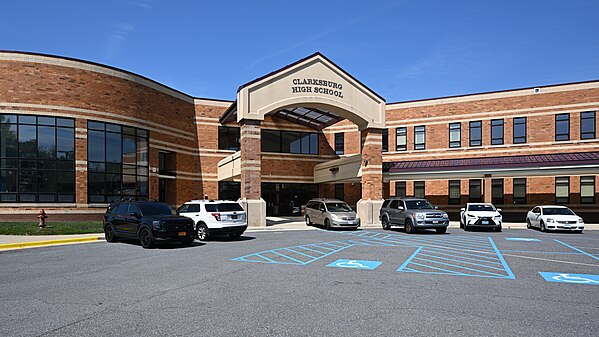 Clarksburg High School entrance, Clarksburg, MD