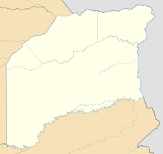 Mapa konturowa Vichada, w prawym górnym rogu znajduje się punkt z opisem „Puerto Carreño”