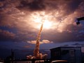 Spaceship Columbia launch at dawn