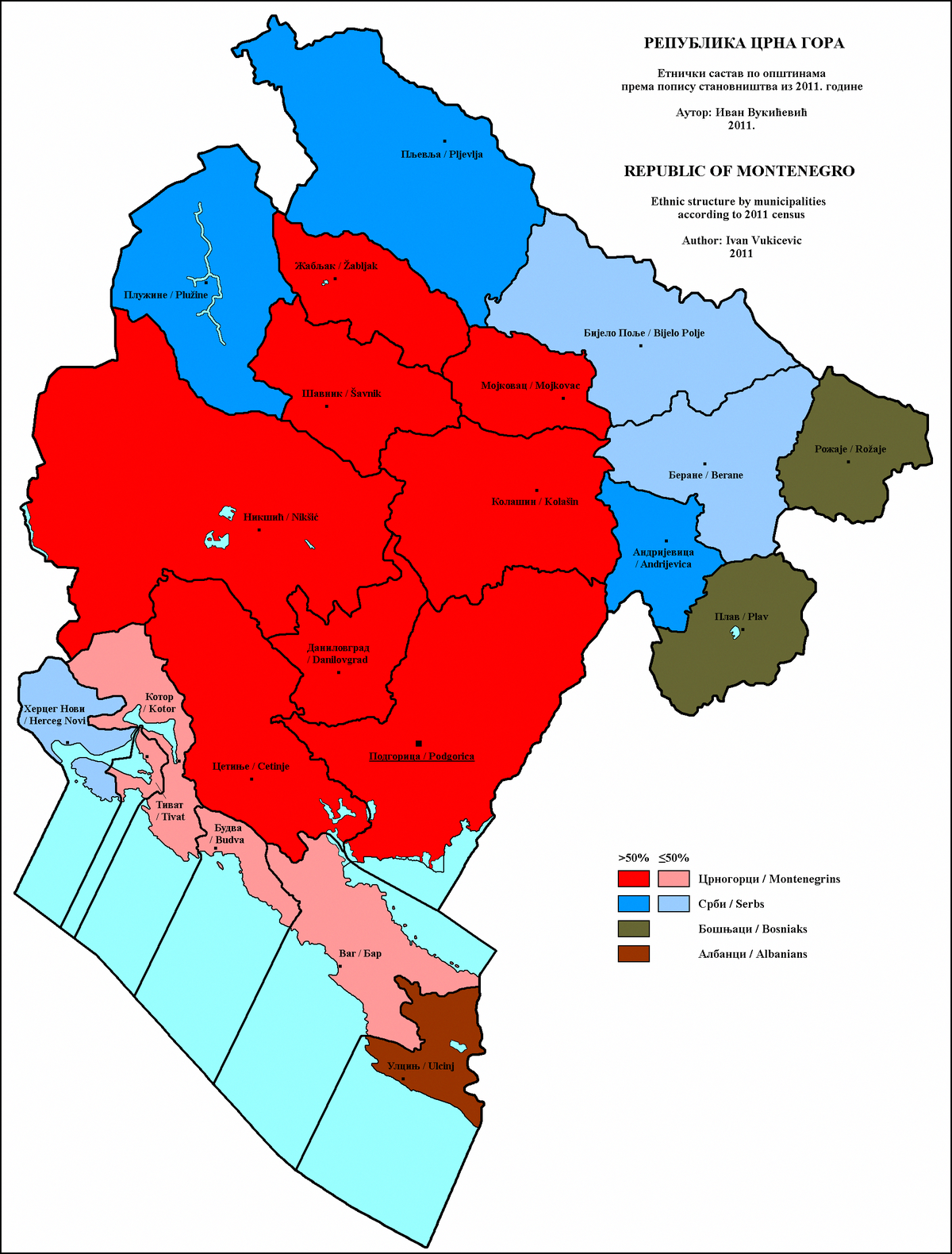 etnicka mapa crne gore Nacionalno izjašnjavanje na popisima u Crnoj Gori – Wikipedija etnicka mapa crne gore